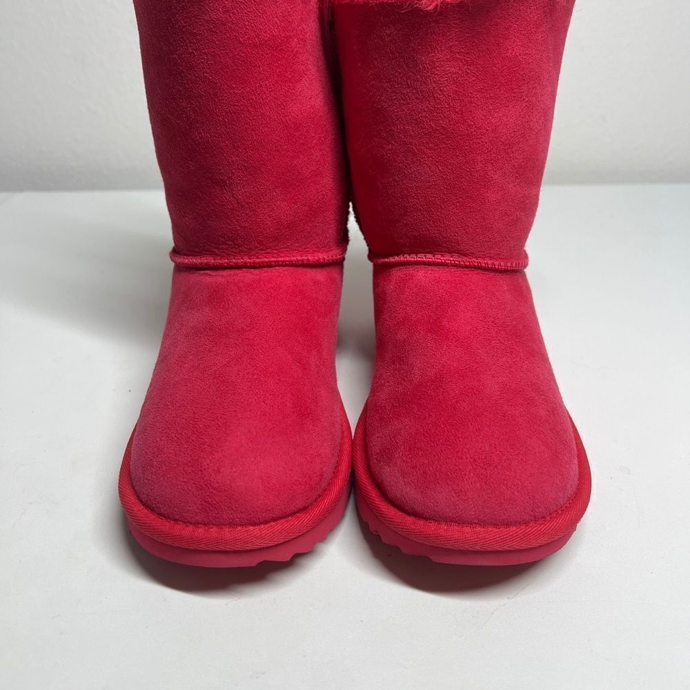 Ugg Mini Bailey Bow II Pink Azalea Fur Boots Big Kids Size 5 Women’s Size 6,5NWT - Picture 4 of 10